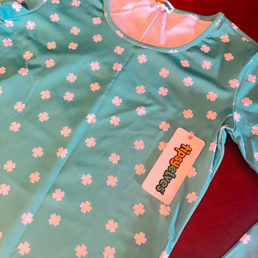 Tipsy‎ Elves St Patricks Day Clover Confetti Dress Womens Green White Shamrock - Picture 5 of 6